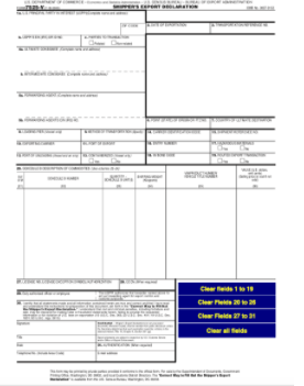 Sample of a Shipper’s Export Declaration Form