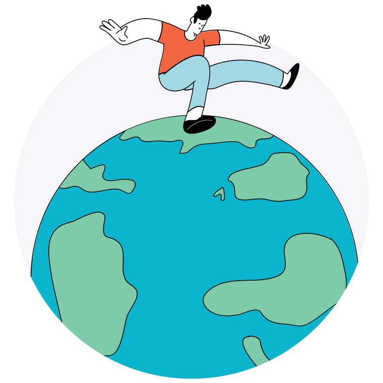 Man jumping on a earth