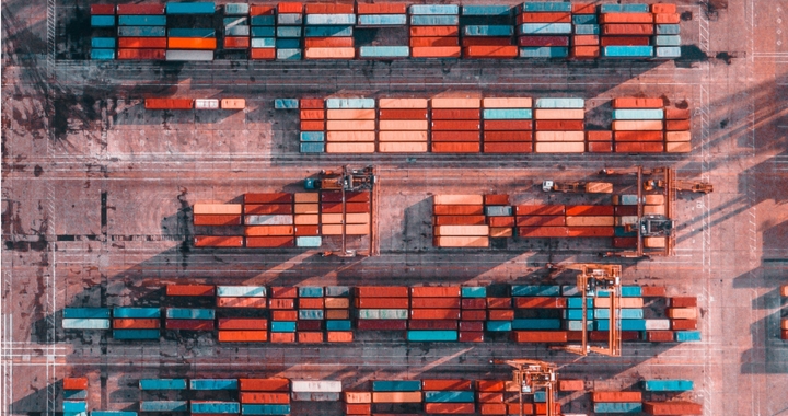 Containers packed at the container port to represent peak season prices spikes when shipping with Shipa Freight during the peak season.