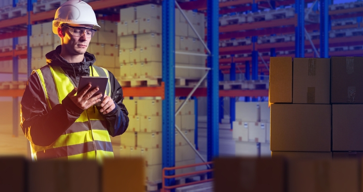 Worker in bonded warehouse checking packing for Shipa Freight