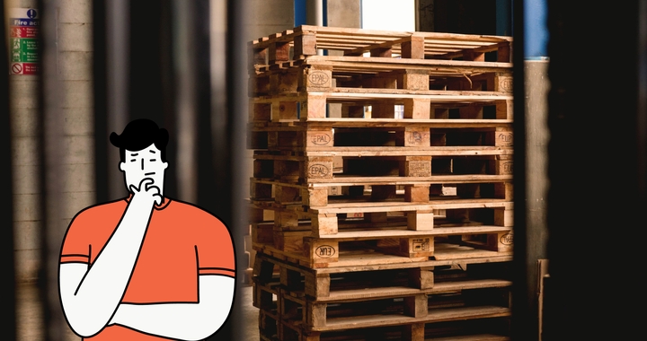 Character next to pallets wandering how many pallets fit in a 40-foot high cube container when shipping with Shipa Freight