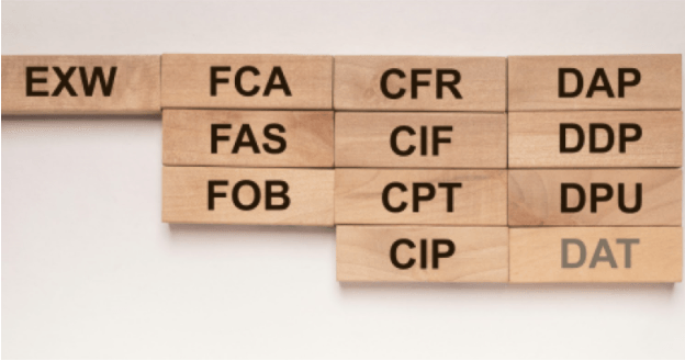 Little wooden blocks with incoterms fro shipping with Shipa Freight