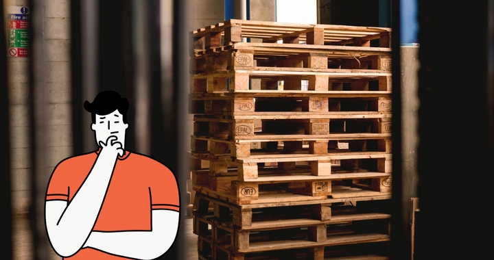 Character calculating how many pallets fit into a 20-foot container for internartional shipping with Shipa Freight